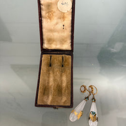 Rare 15ct Georgian Chalcedony Drop Earrings