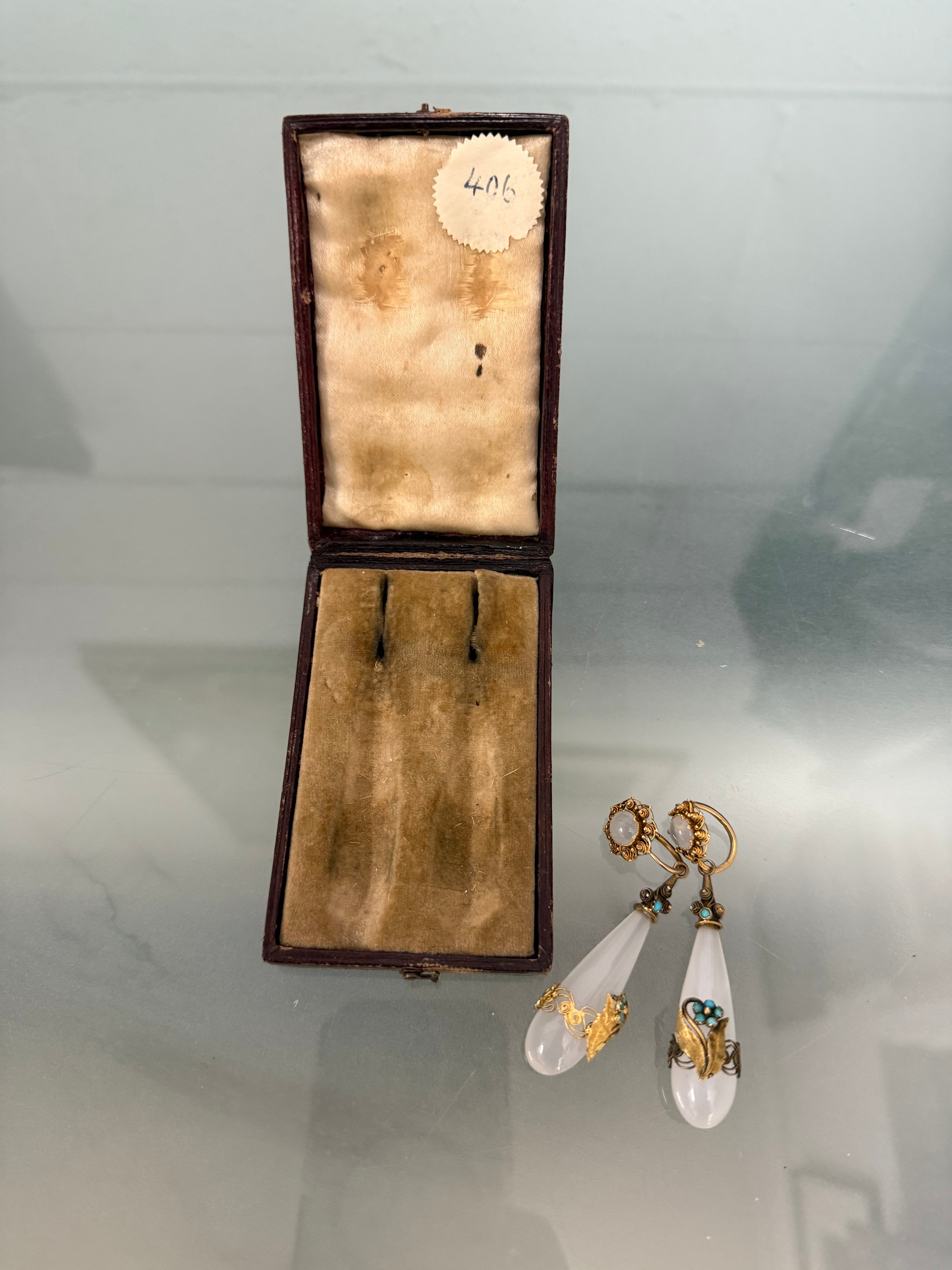 Rare 15ct Georgian Chalcedony Drop Earrings | Antique & Vintage | Moonee Ponds Antiques | Australia Wide Delivery