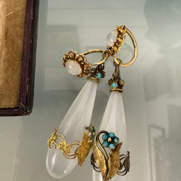 Rare 15ct Georgian Chalcedony Drop Earrings