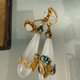 Rare 15ct Georgian Chalcedony Drop Earrings