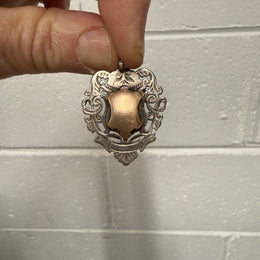 Antique English Fob Medallion With Rose Gold Shield