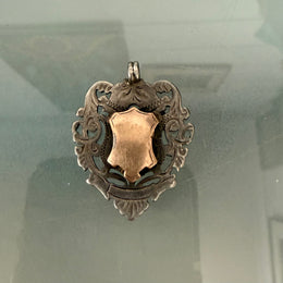 Antique English Fob Medallion With Rose Gold Shield