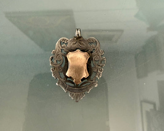 Antique English Fob Medallion With Rose Gold Shield