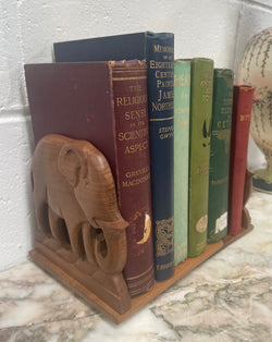 Lovely Pair of Teak Bookends Featuring Elephants | Antique & Vintage | Moonee Ponds Antiques | Australia Wide Delivery