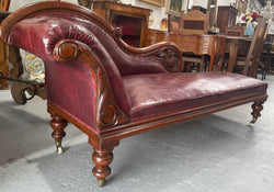 Cedar Chaise Lounge With Faux Leather Upholster | Antique & Vintage | Moonee Ponds Antiques | Australia Wide Delivery