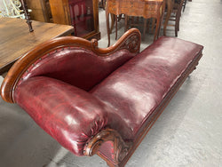 Cedar Chaise Lounge With Faux Leather Upholster | Antique & Vintage | Moonee Ponds Antiques | Australia Wide Delivery
