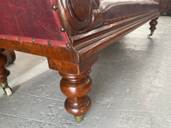 Cedar Chaise Lounge With Faux Leather Upholster | Antique & Vintage | Moonee Ponds Antiques | Australia Wide Delivery