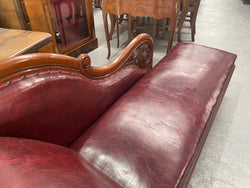Cedar Chaise Lounge With Faux Leather Upholster | Antique & Vintage | Moonee Ponds Antiques | Australia Wide Delivery