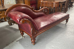Cedar Chaise Lounge With Faux Leather Upholster | Antique & Vintage | Moonee Ponds Antiques | Australia Wide Delivery