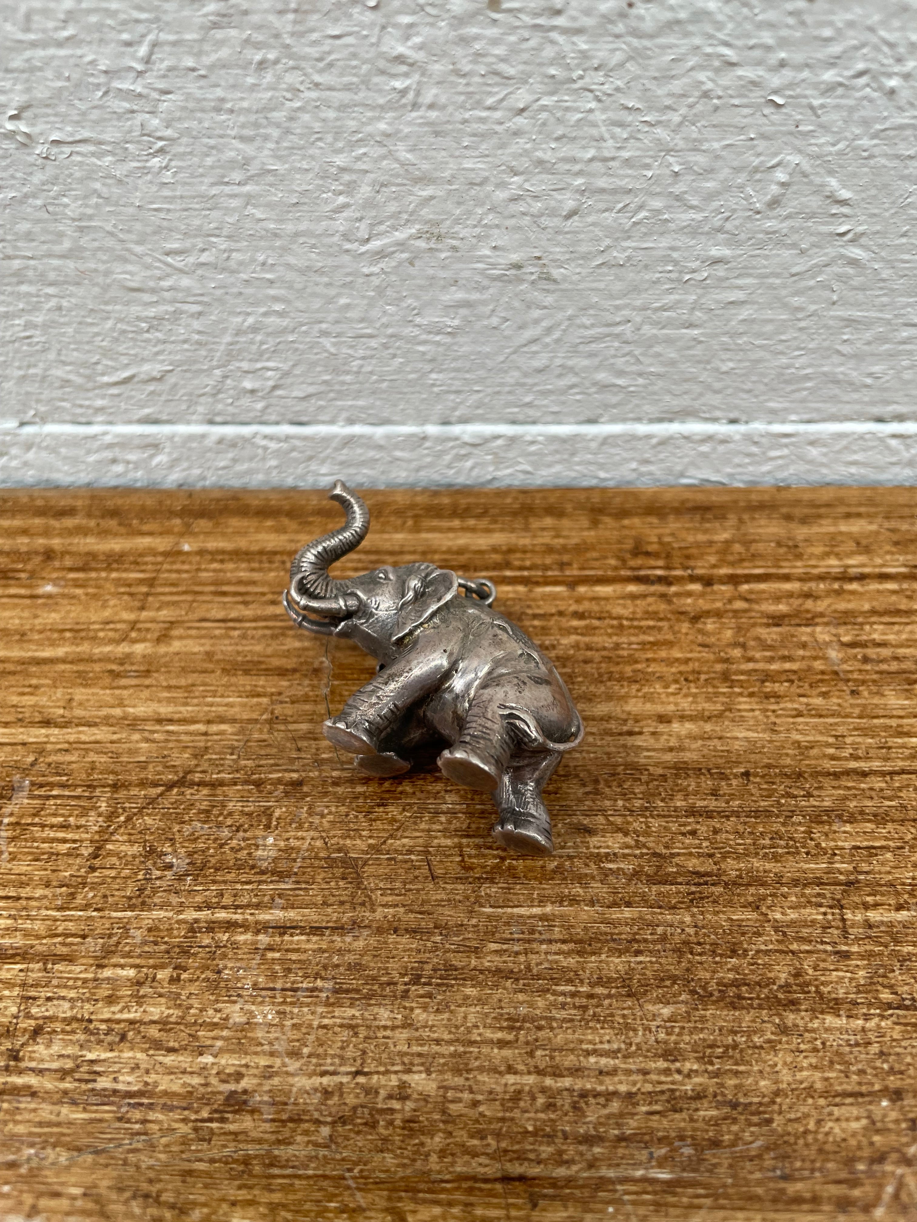 Large Heavy Silver Elephant Pendant | Antique & Vintage | Moonee Ponds Antiques | Australia Wide Delivery