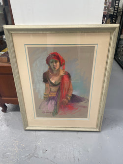 Stunning Original Pastel Portrait Titled "Dancer" Signed by Barbara McManus | Antique & Vintage | Moonee Ponds Antiques | Australia Wide Delivery