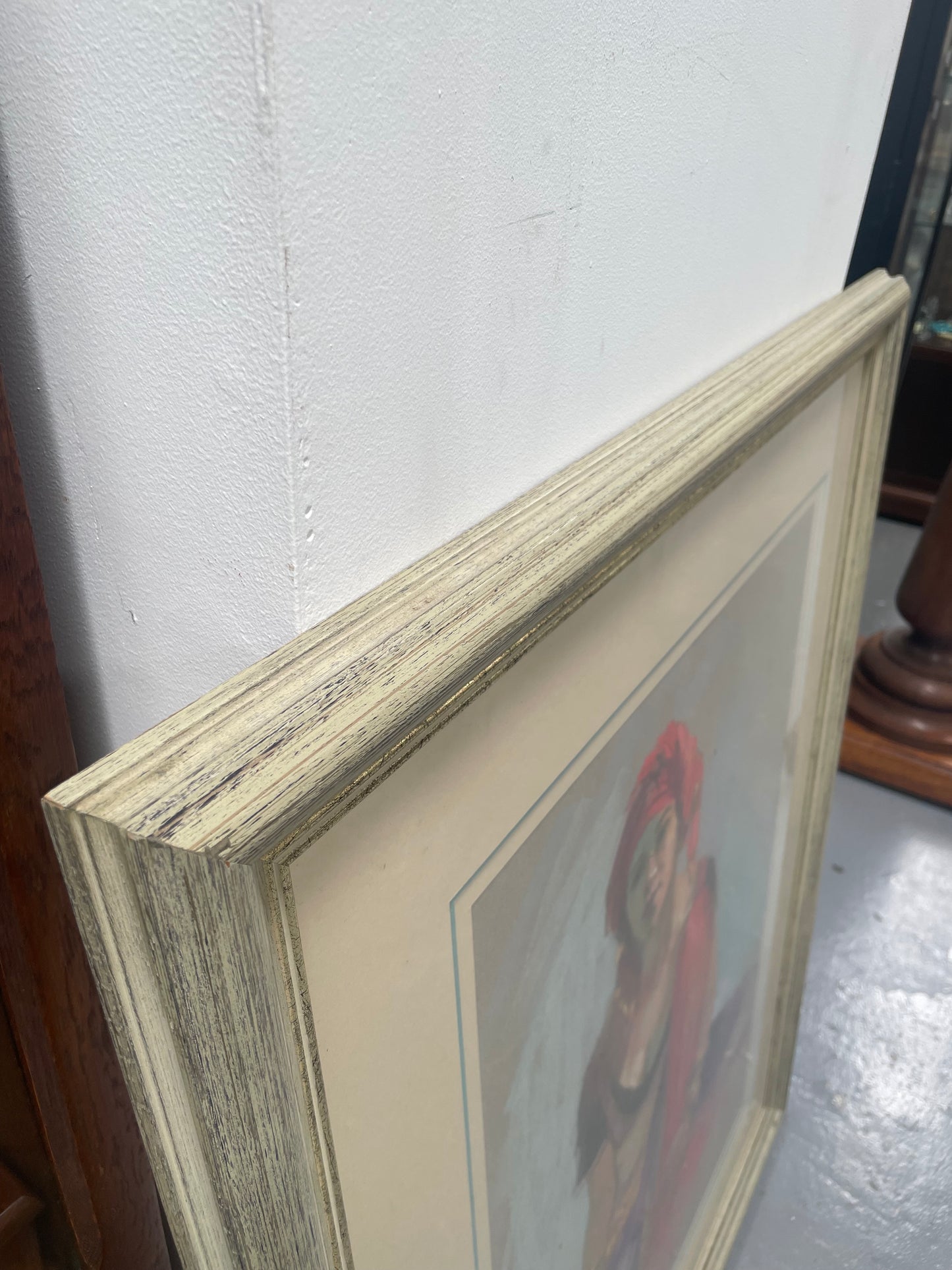 Stunning framed original pastel portrait titled "Dancer" signed by Barbara McManus. It is in good original condition and is framed behind glass. Information about the artist is on the back of the frame as shown in the photos