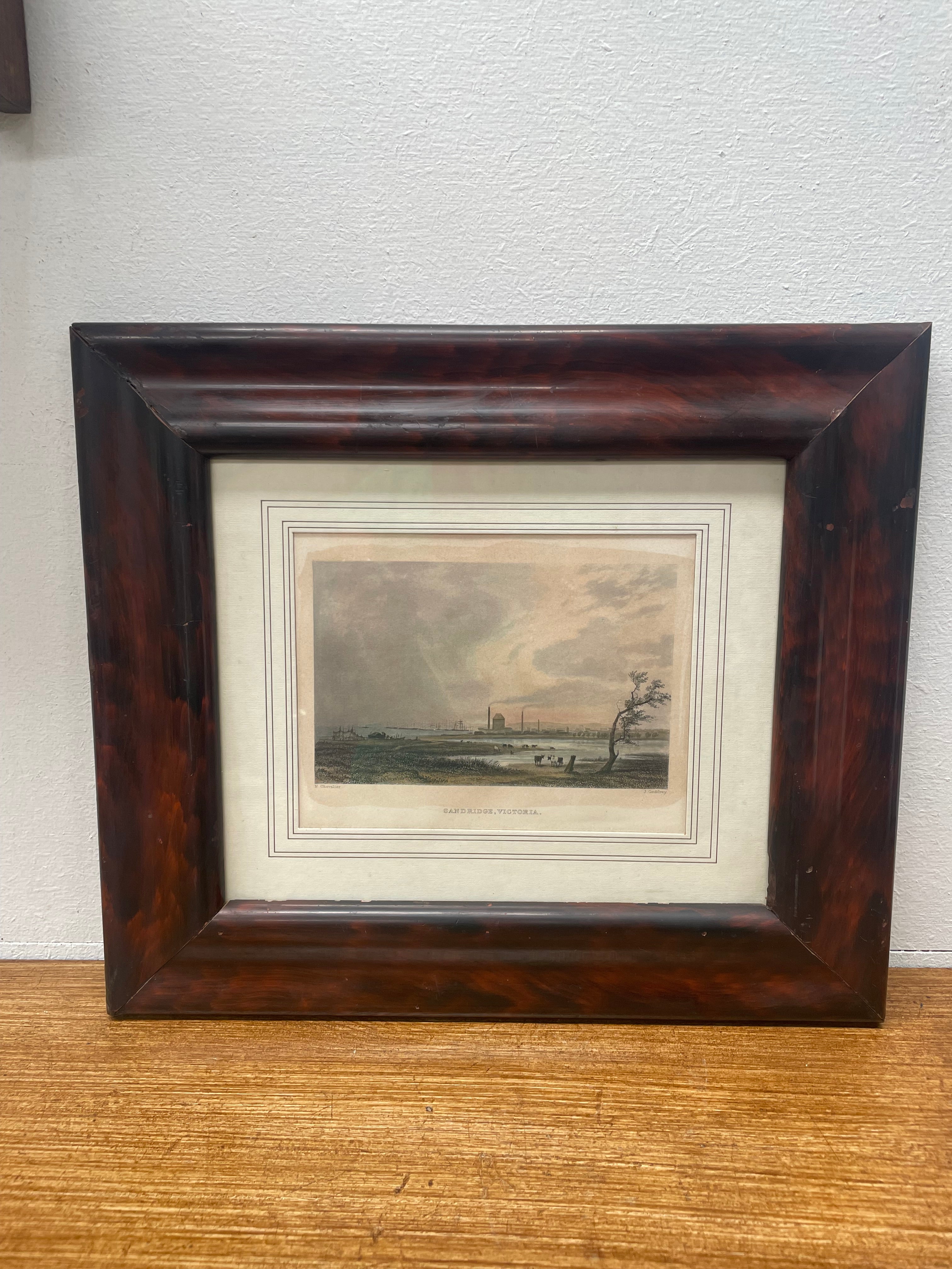 19th Century Hand Coloured Engraving From a Painting By Nicholas Chevalier Sandridge Victoria | Antique & Vintage | Moonee Ponds Antiques | Australia Wide Delivery