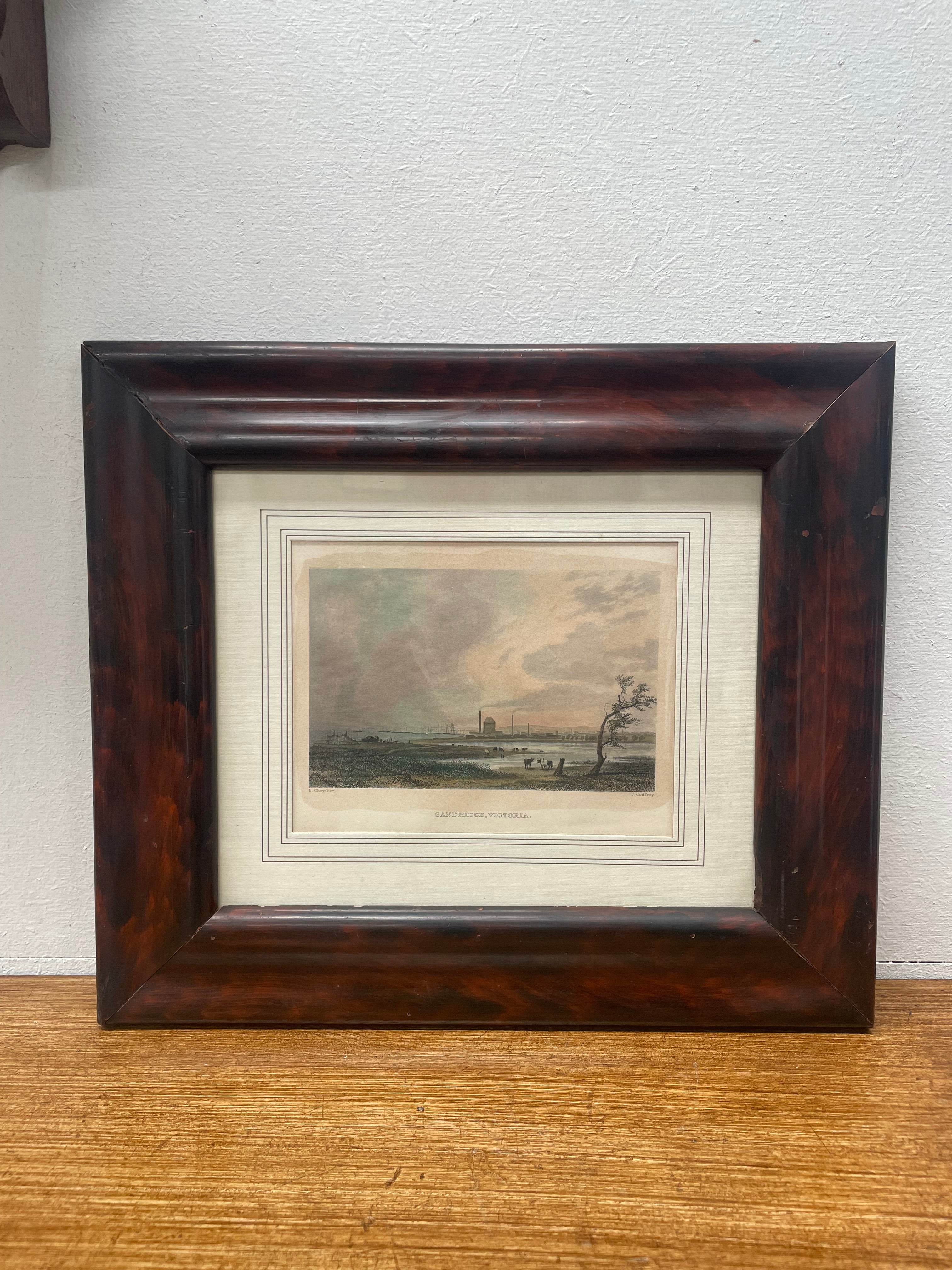 19th Century Hand Coloured Engraving From a Painting By Nicholas Chevalier Sandridge Victoria | Antique & Vintage | Moonee Ponds Antiques | Australia Wide Delivery