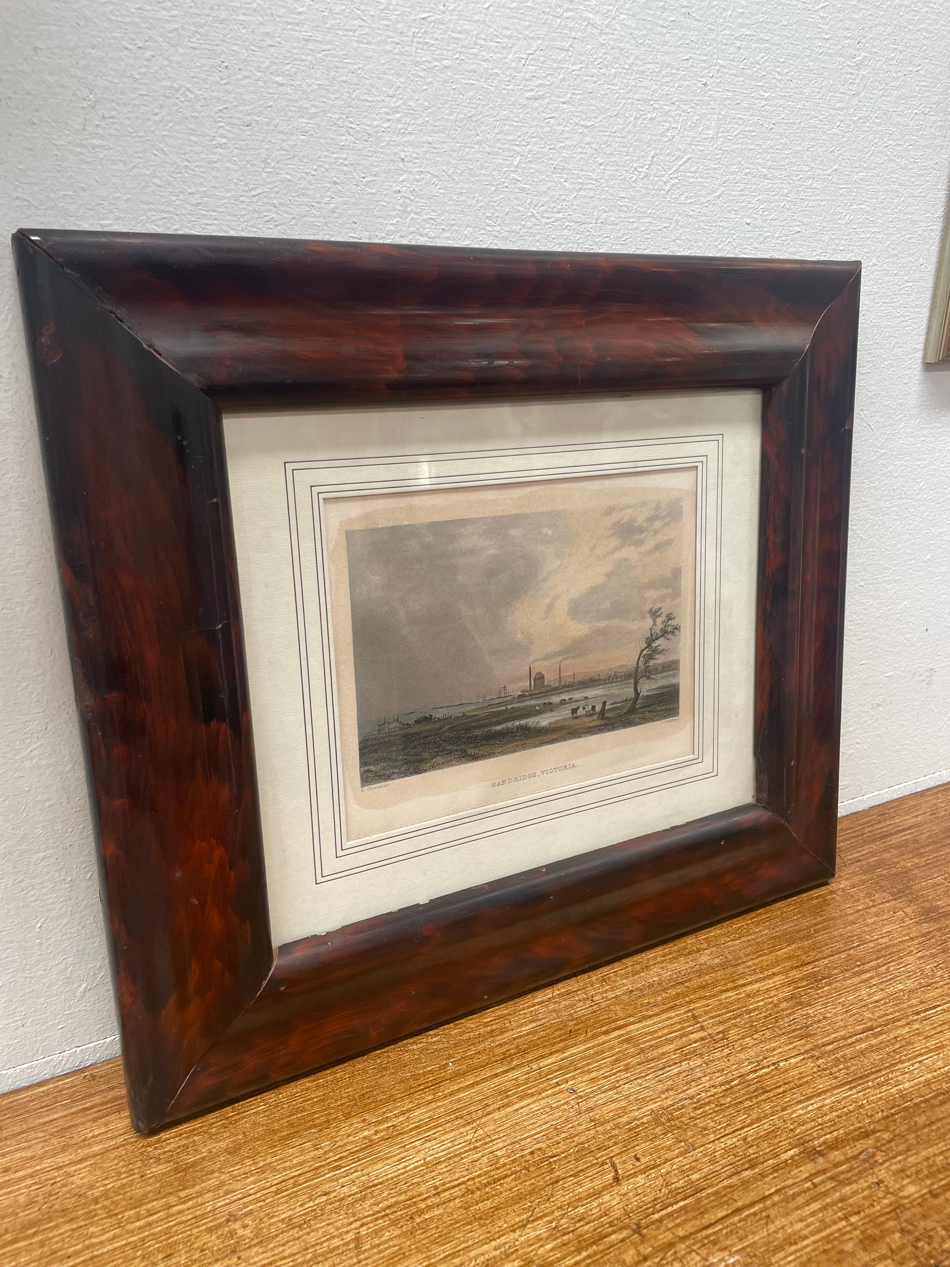 19th Century Hand Coloured Engraving From a Painting By Nicholas Chevalier Sandridge Victoria | Antique & Vintage | Moonee Ponds Antiques | Australia Wide Delivery