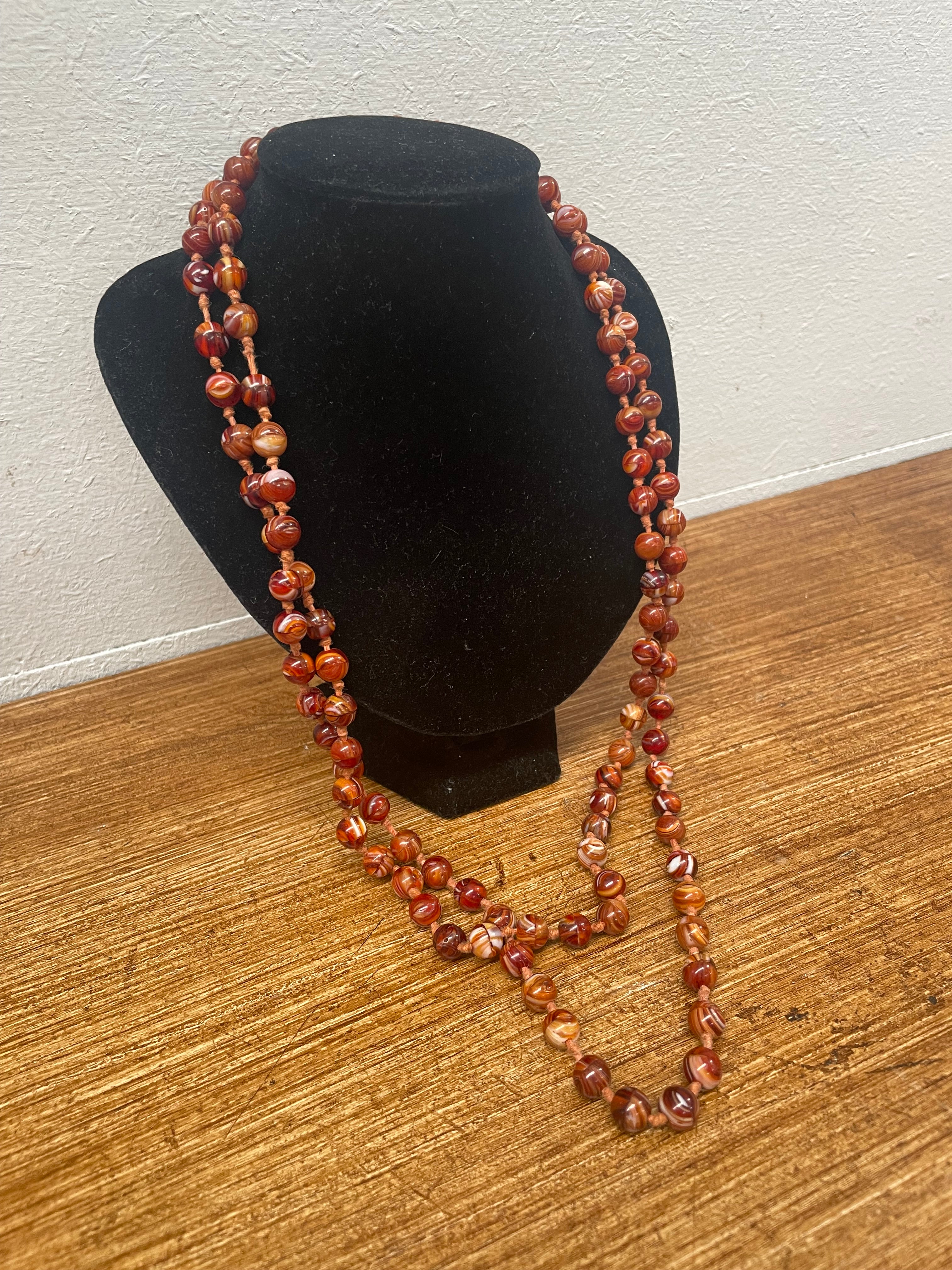 Stunning Simulated Carnelian Glass Beads | Antique & Vintage | Moonee Ponds Antiques | Australia Wide Delivery