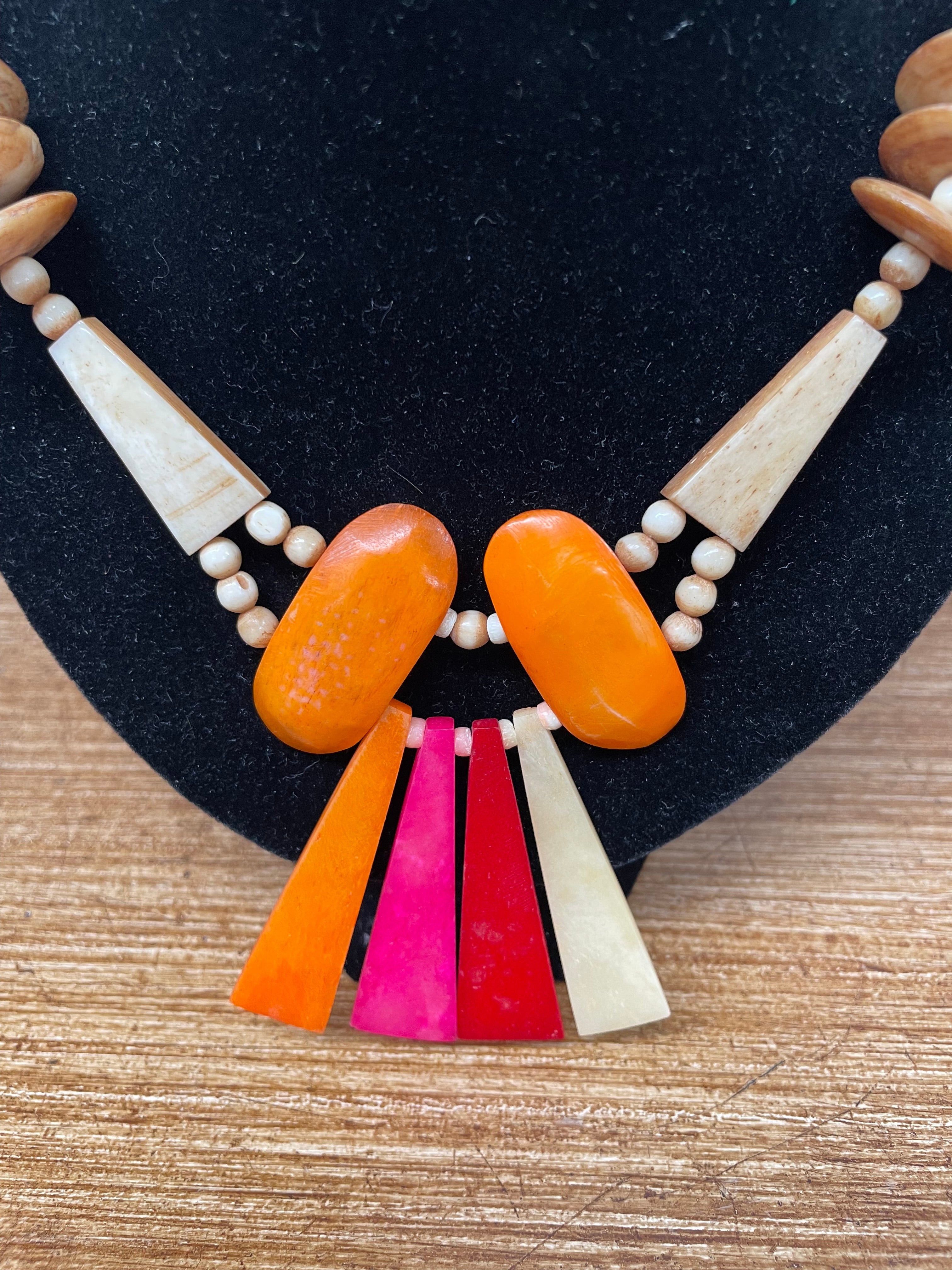 Vintage Hand Carved & Coloured Bone Necklace | Antique & Vintage | Moonee Ponds Antiques | Australia Wide Delivery
