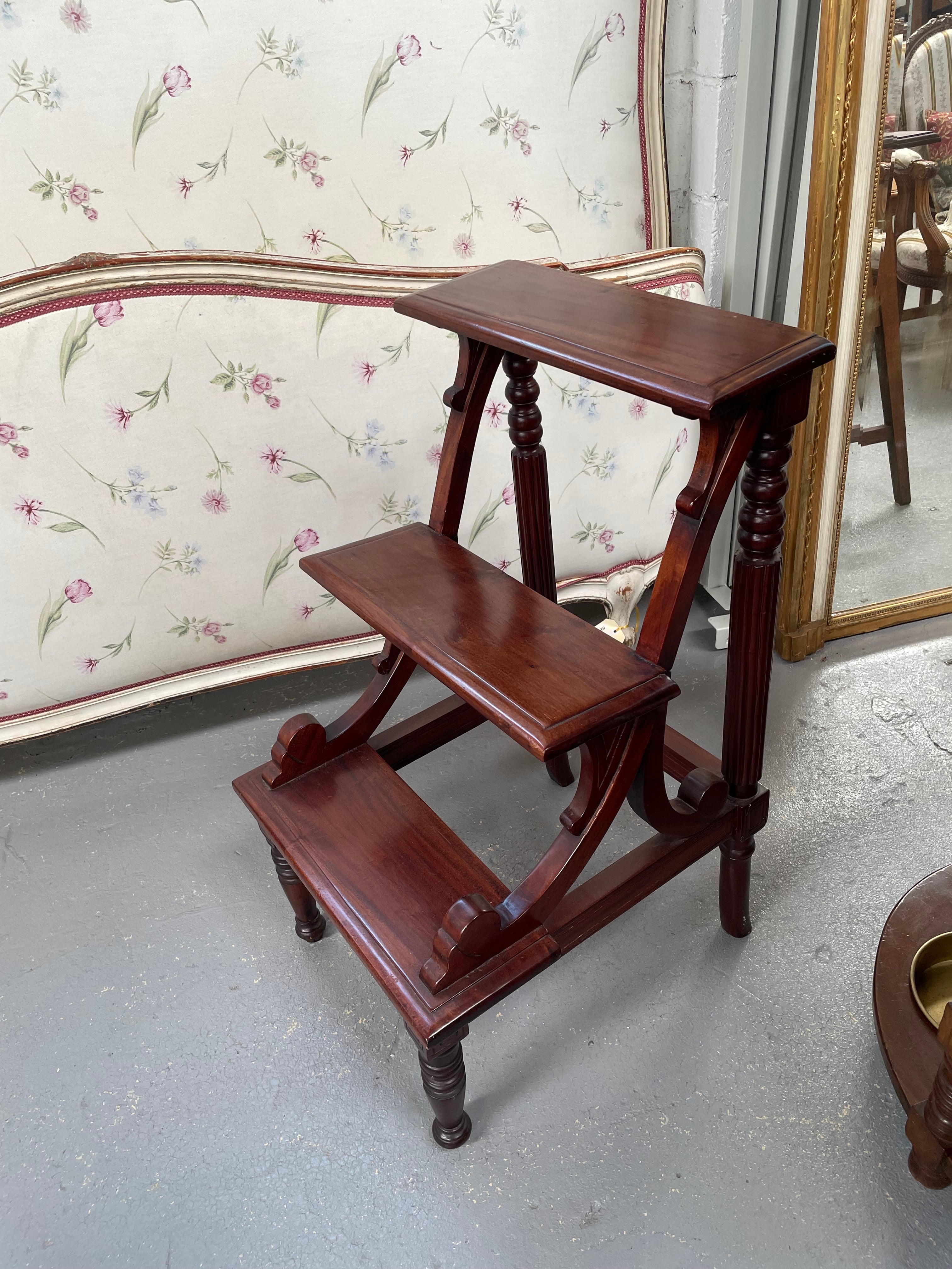 Victorian Style Mahogany Library Steps | Antique & Vintage | Moonee Ponds Antiques | Australia Wide Delivery