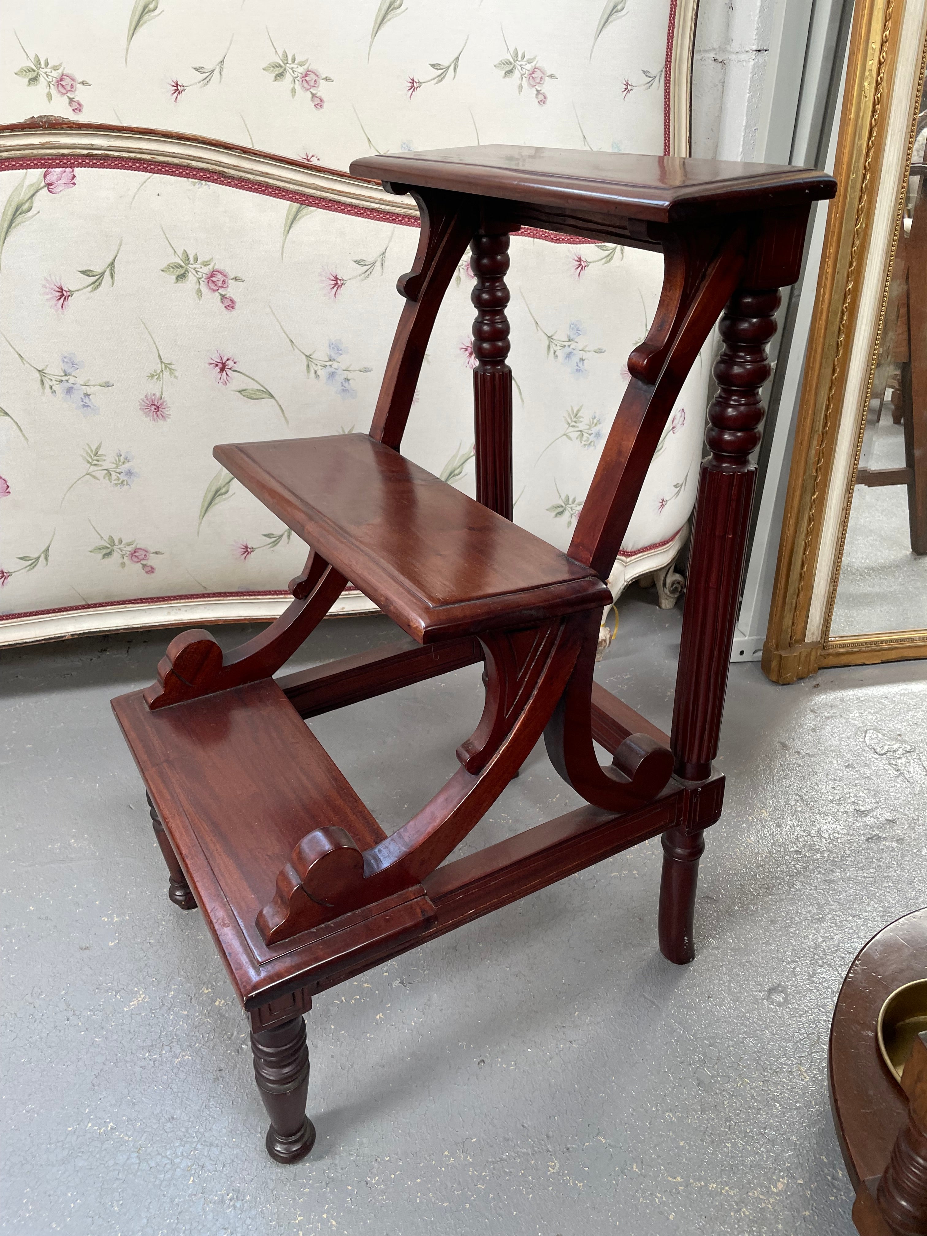 Victorian Style Mahogany Library Steps | Antique & Vintage | Moonee Ponds Antiques | Australia Wide Delivery