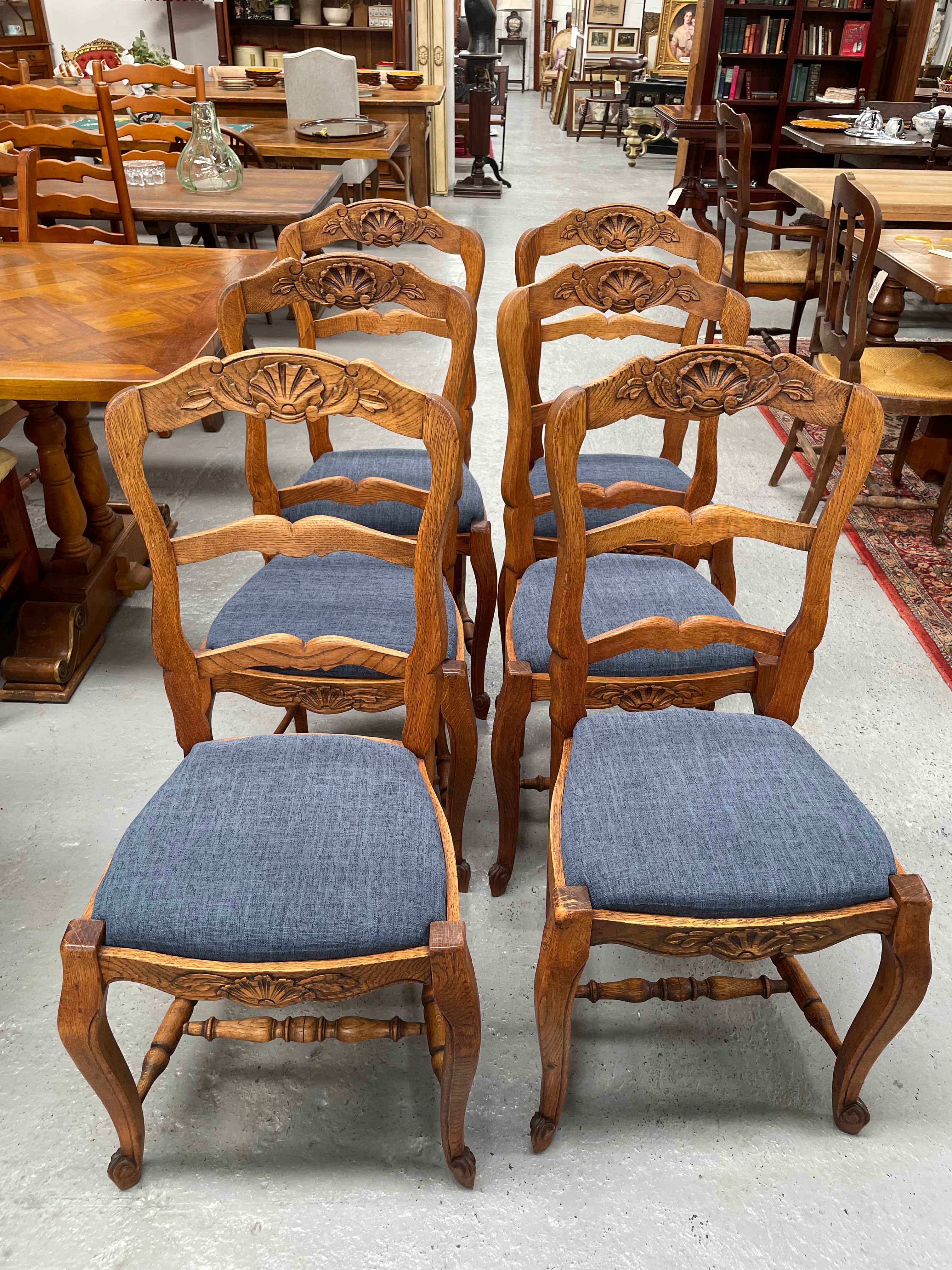 Set of Six French Oak Upholstered Dining Chairs | Antique & Vintage | Moonee Ponds Antiques | Australia Wide Delivery