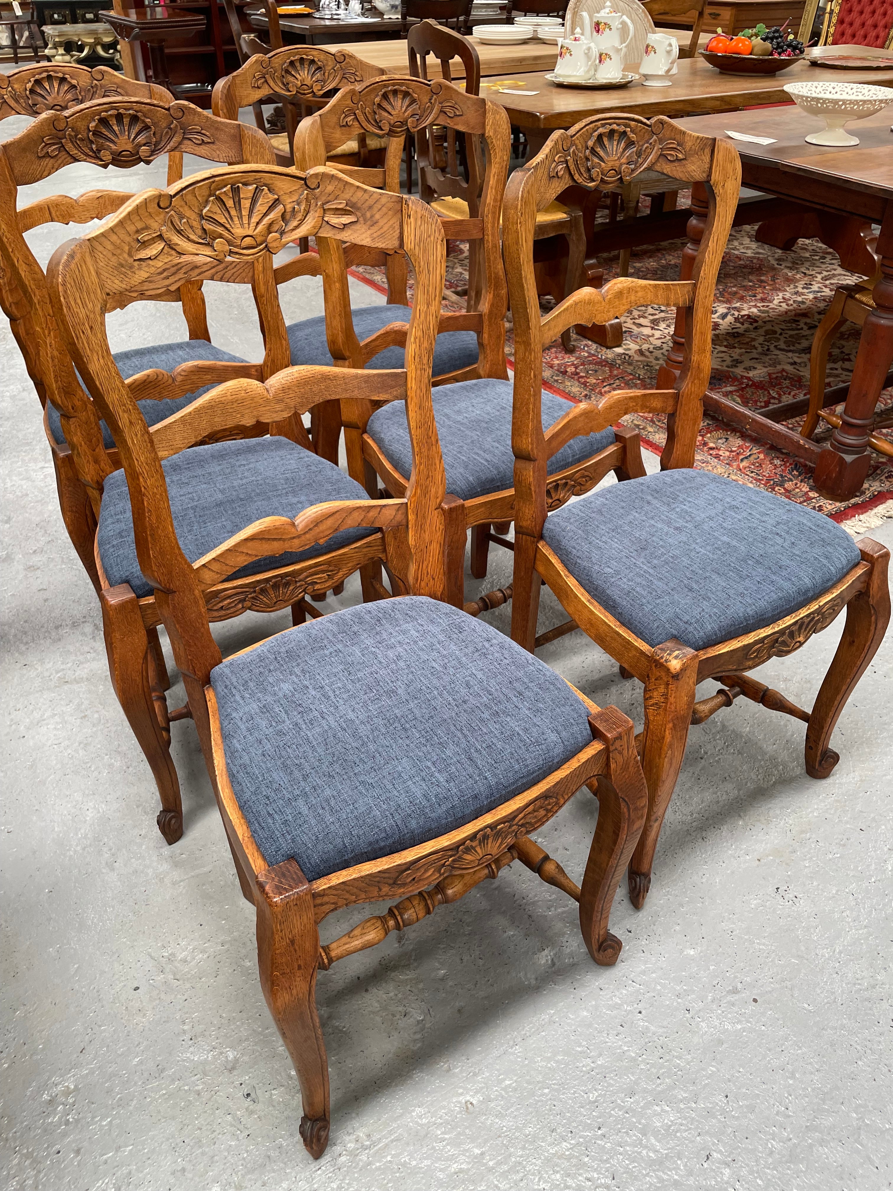 Set of Six French Oak Upholstered Dining Chairs | Antique & Vintage | Moonee Ponds Antiques | Australia Wide Delivery