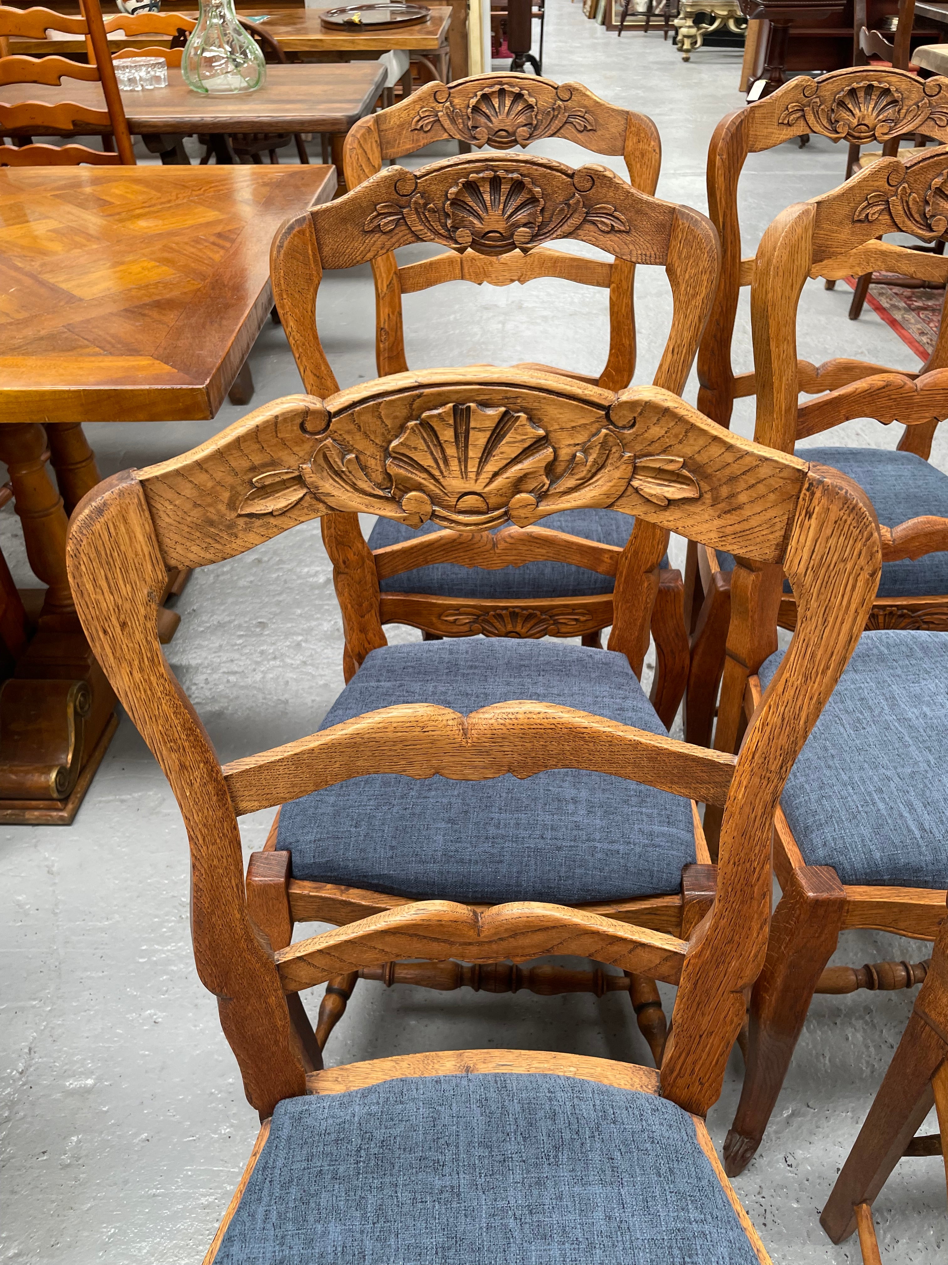 Set of Six French Oak Upholstered Dining Chairs | Antique & Vintage | Moonee Ponds Antiques | Australia Wide Delivery