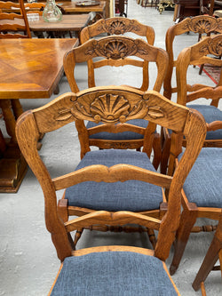 Set of Six French Oak Upholstered Dining Chairs | Antique & Vintage | Moonee Ponds Antiques | Australia Wide Delivery