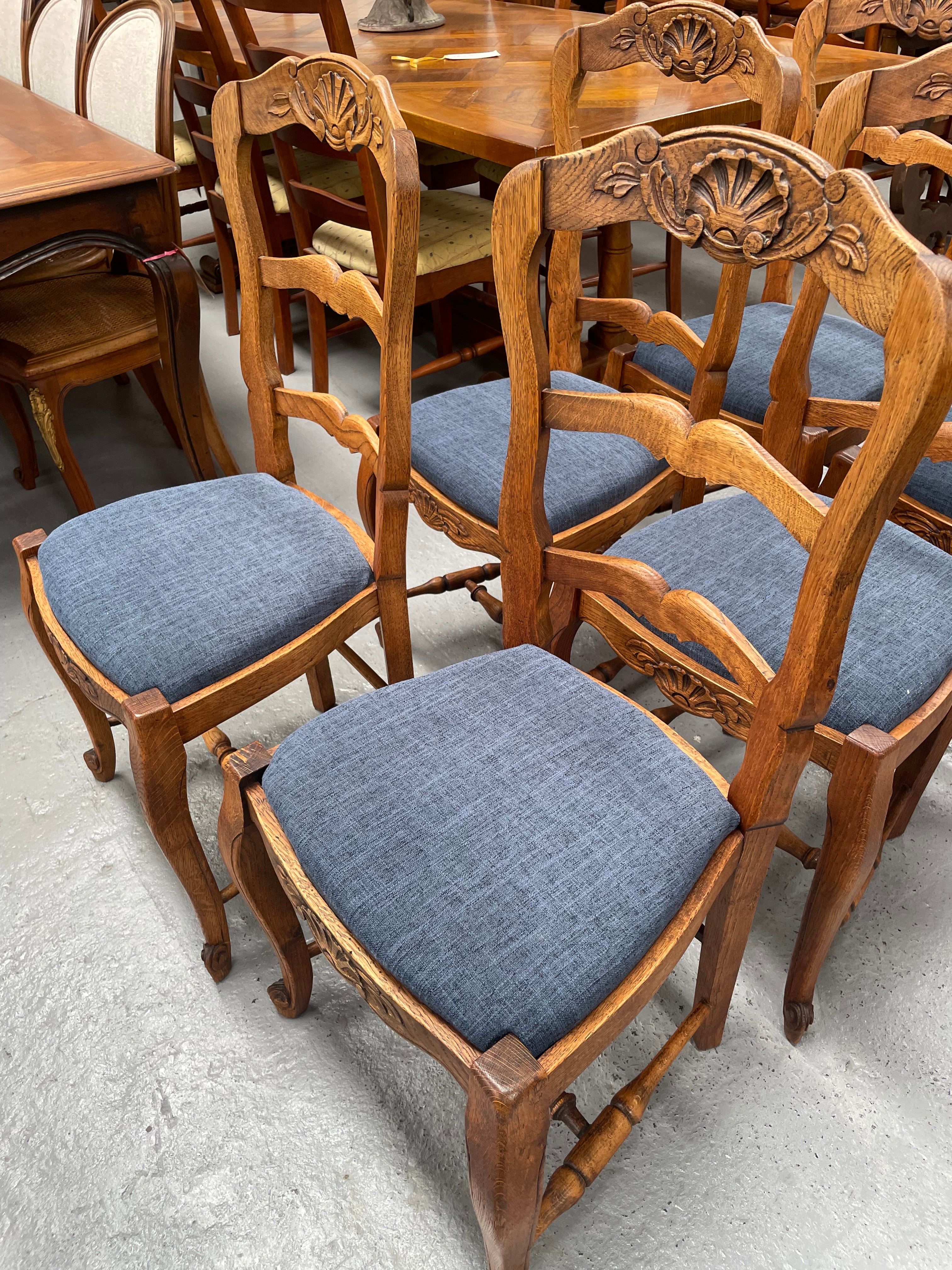 Set of Six French Oak Upholstered Dining Chairs | Antique & Vintage | Moonee Ponds Antiques | Australia Wide Delivery