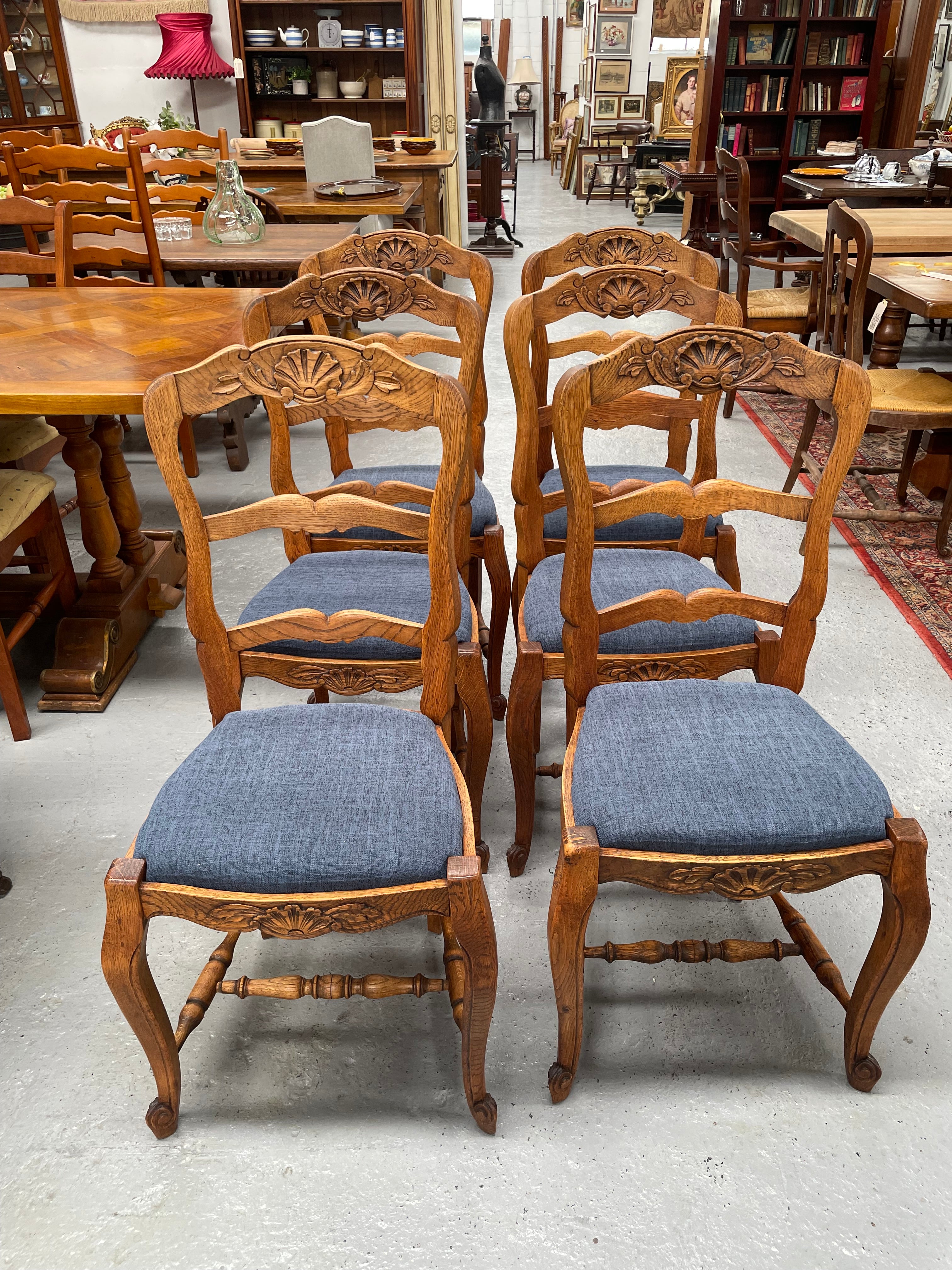 Set of Six French Oak Upholstered Dining Chairs | Antique & Vintage | Moonee Ponds Antiques | Australia Wide Delivery