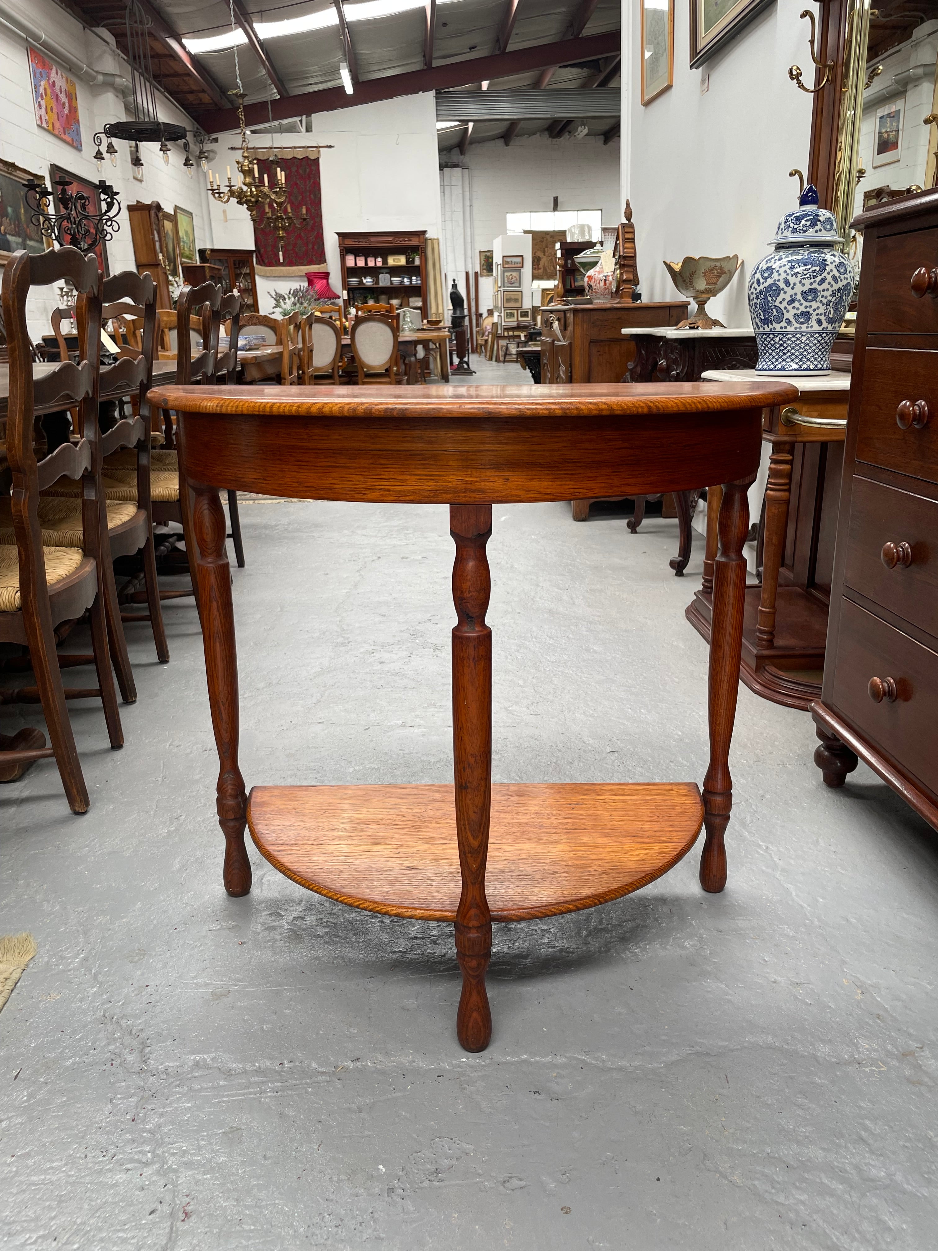 Australian Ash Half Circular Hall Table | Antique & Vintage | Moonee Ponds Antiques | Australia Wide Delivery