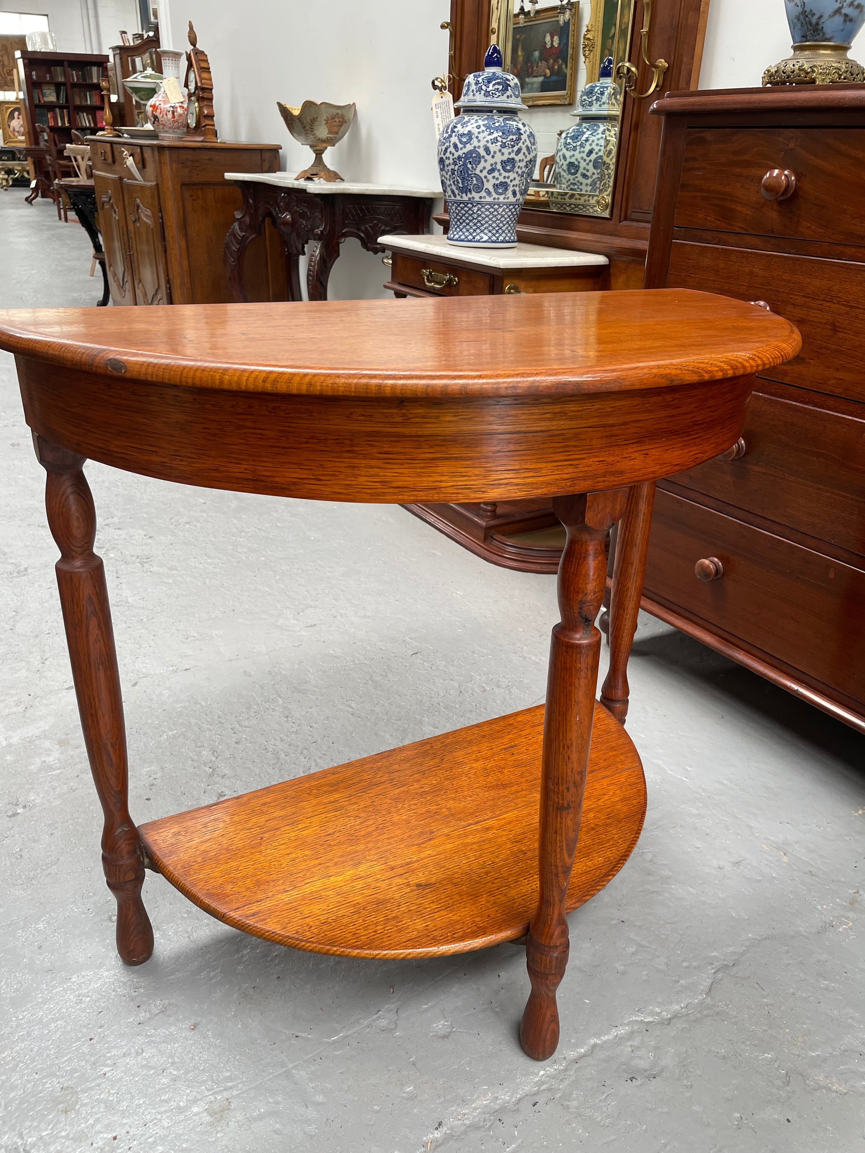 Australian Ash Half Circular Hall Table | Antique & Vintage | Moonee Ponds Antiques | Australia Wide Delivery