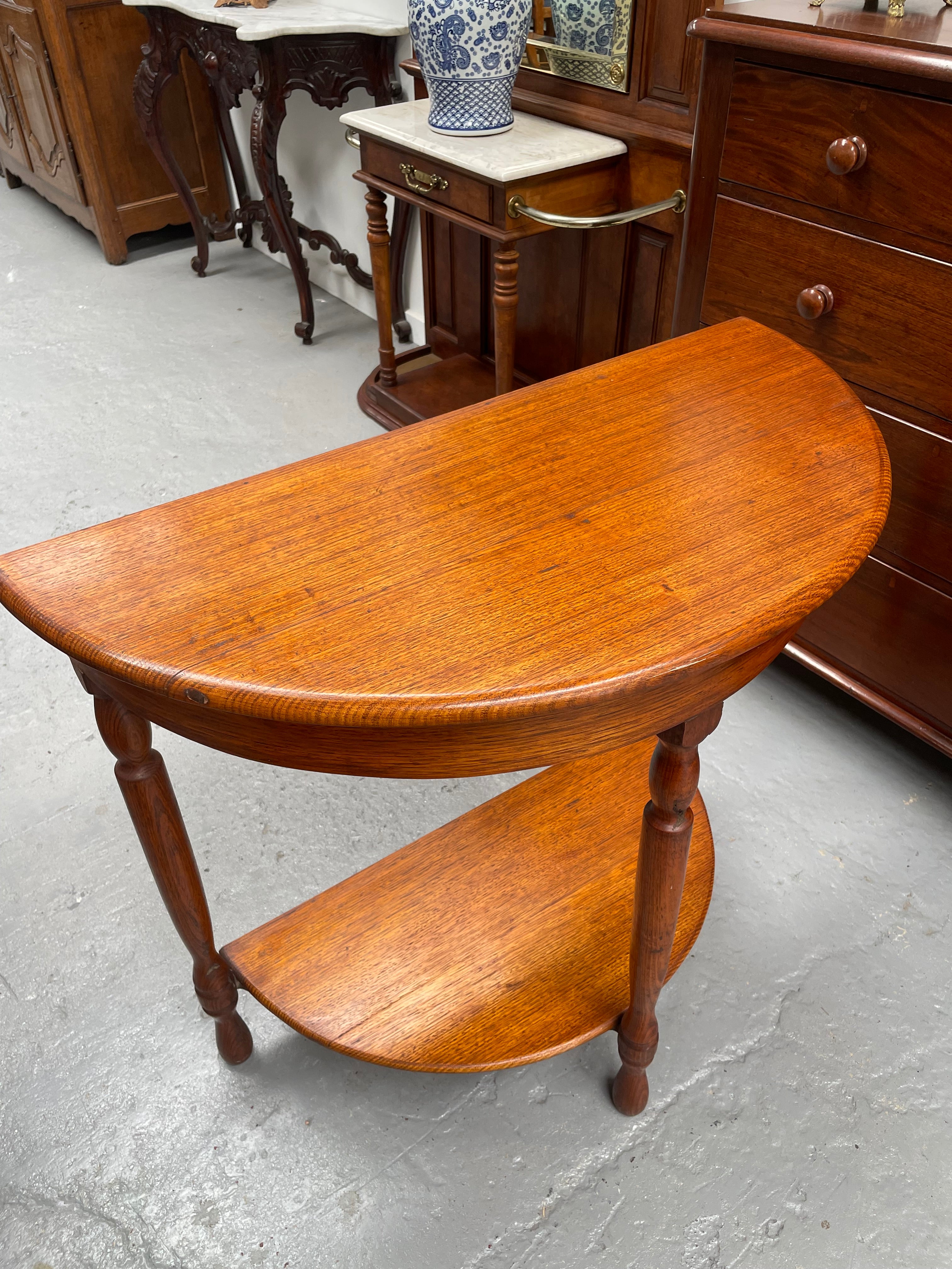 Australian Ash Half Circular Hall Table | Antique & Vintage | Moonee Ponds Antiques | Australia Wide Delivery