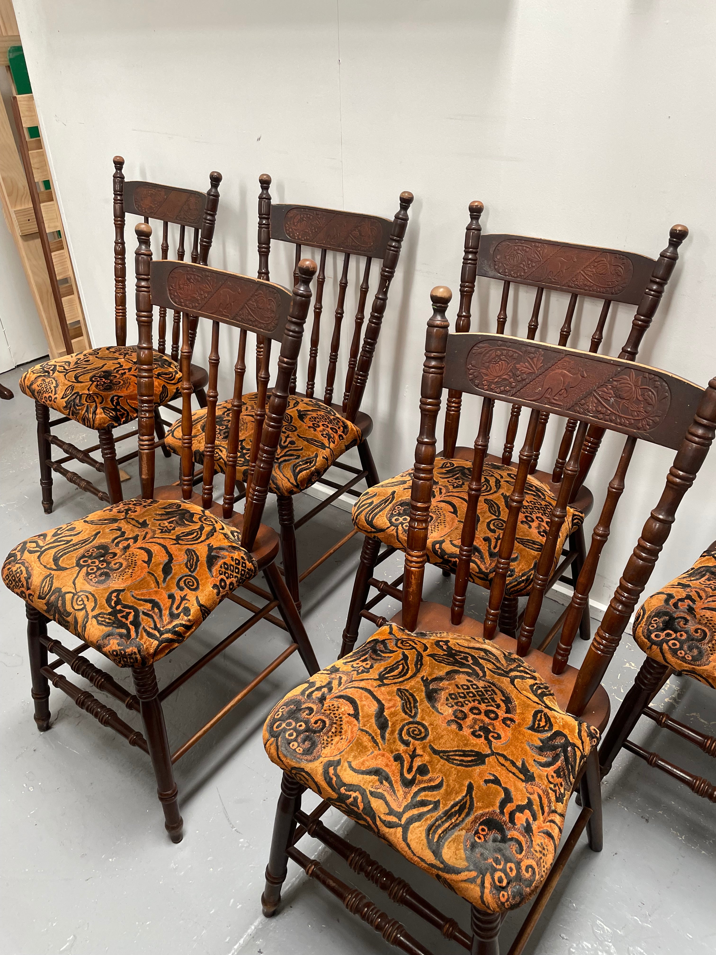 Set of 6 Kangaroo Chairs With Upholstered Seats | Antique & Vintage | Moonee Ponds Antiques | Australia Wide Delivery