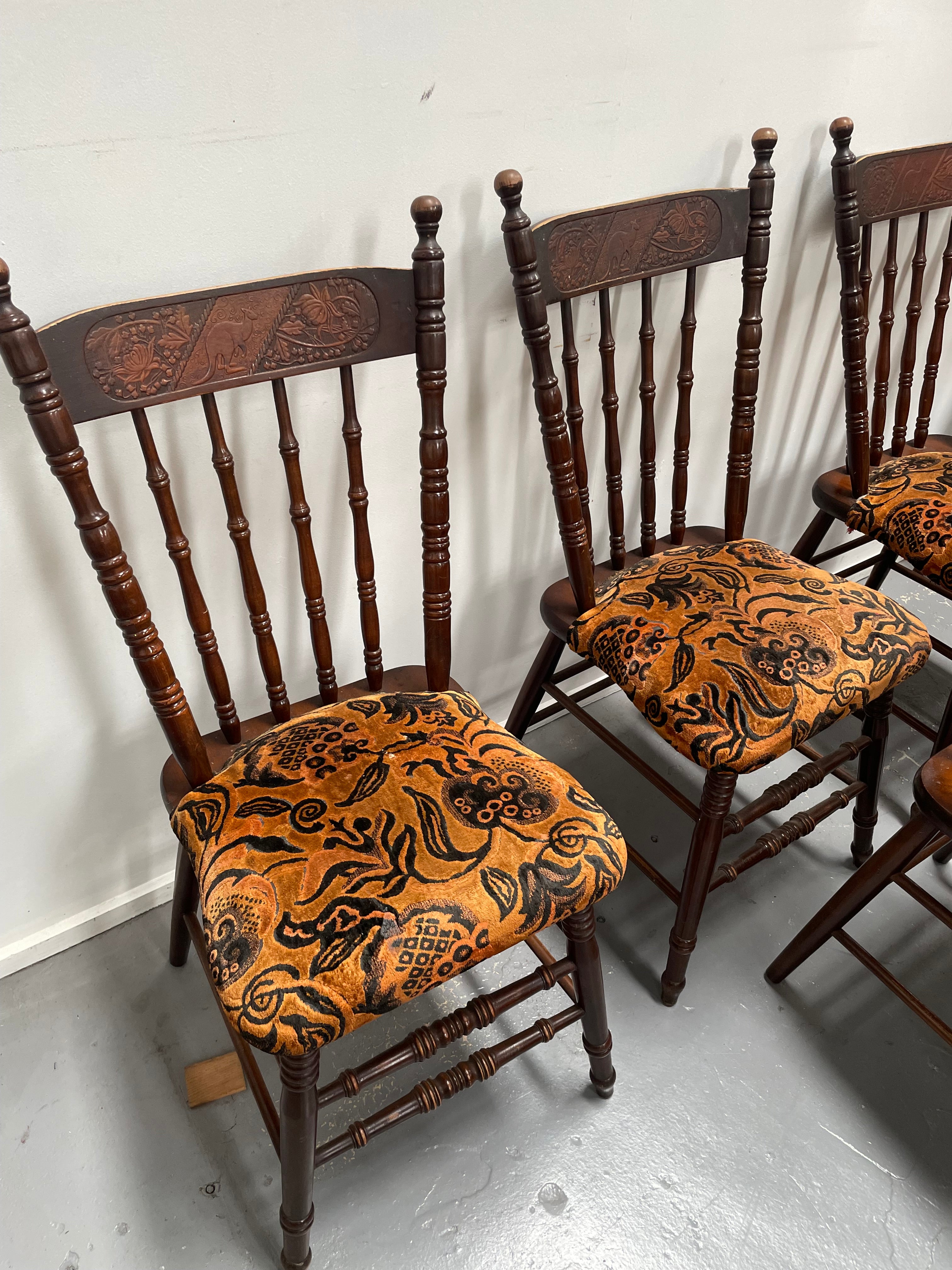 Set of 6 Kangaroo Chairs With Upholstered Seats | Antique & Vintage | Moonee Ponds Antiques | Australia Wide Delivery