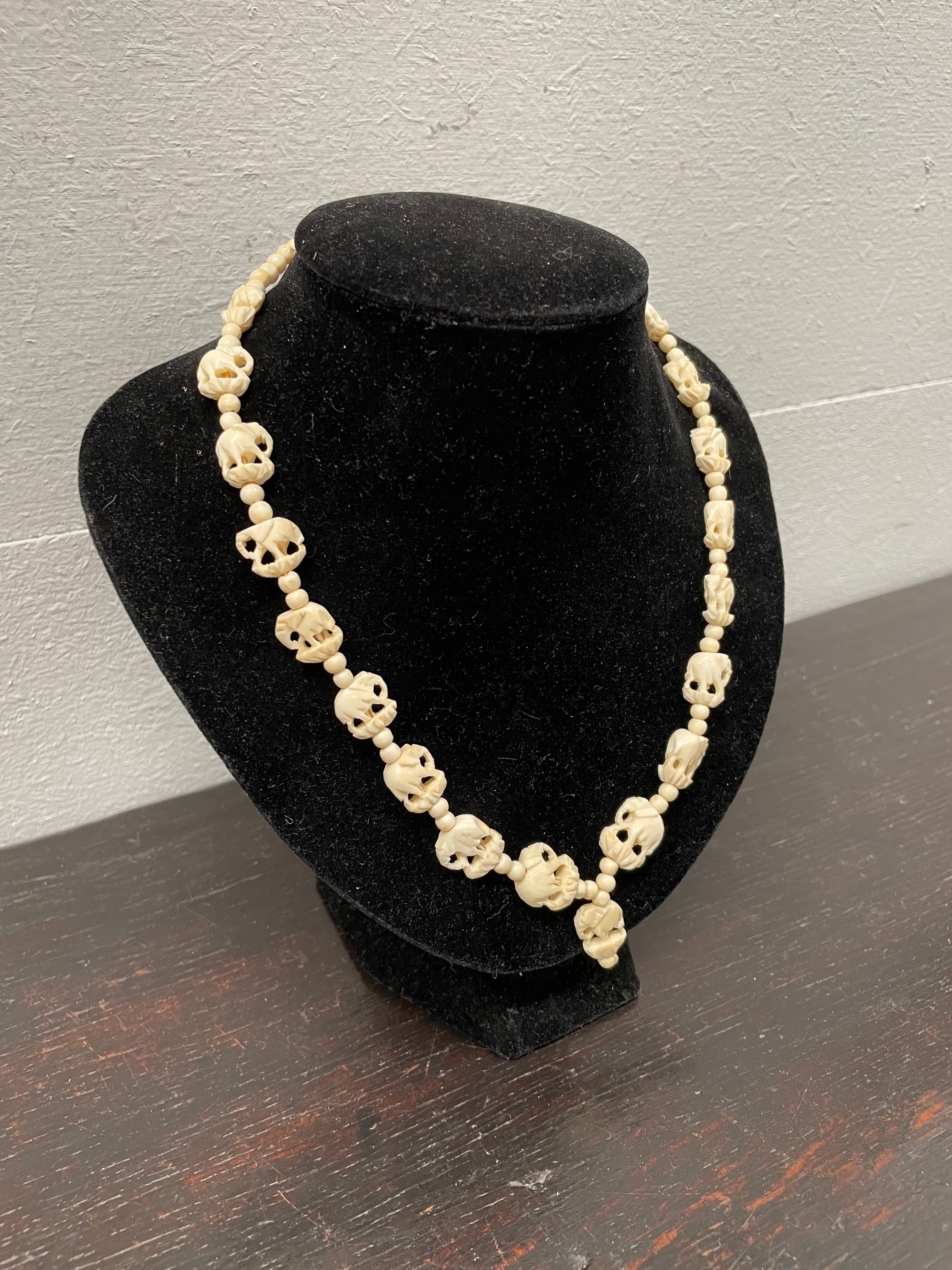 Vintage Carved Ivory Elephant Necklace | Antique & Vintage | Moonee Ponds Antiques | Australia Wide Delivery