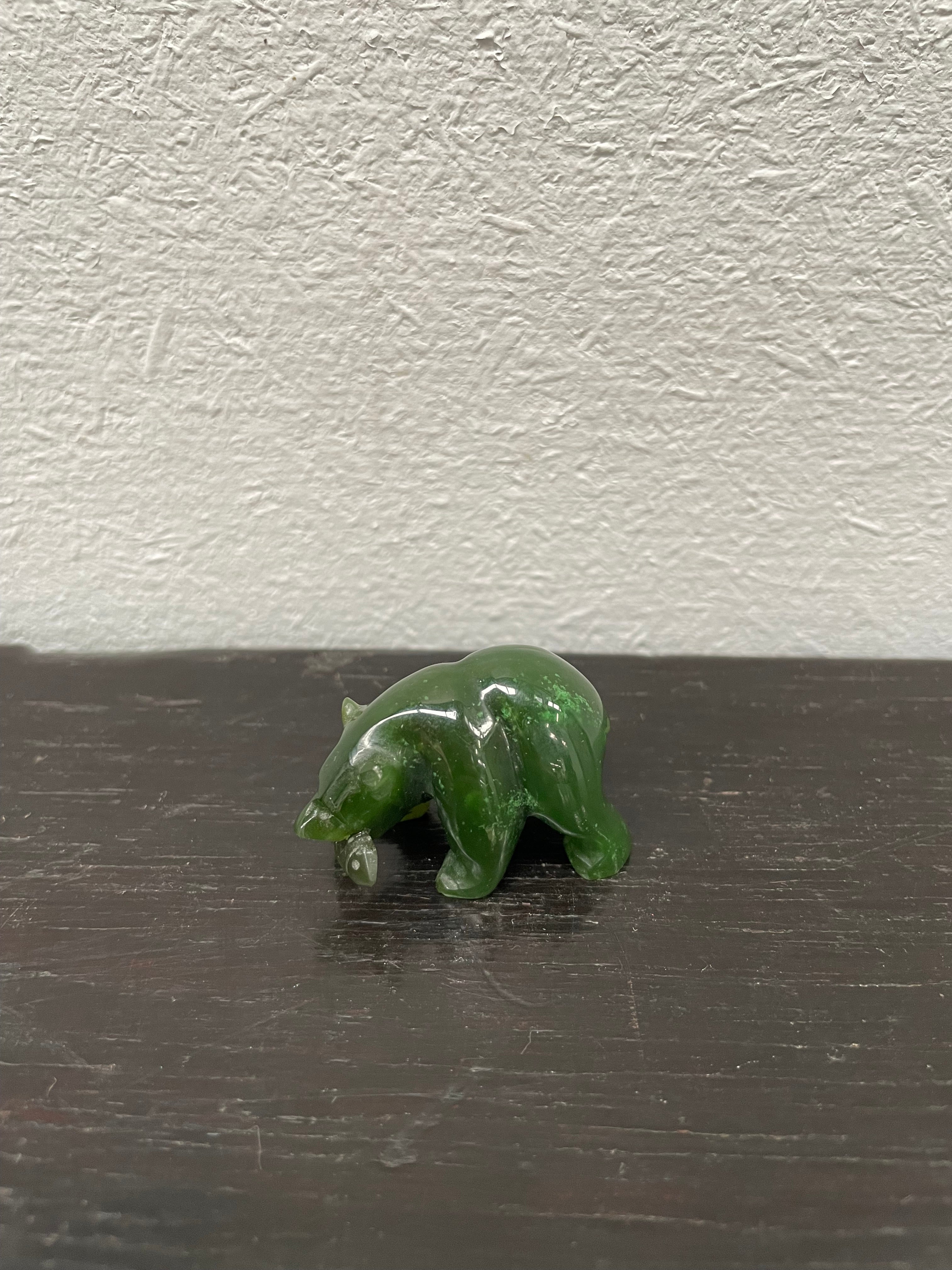 Vintage Carved Jade Bear With Fish | Antique & Vintage | Moonee Ponds Antiques | Australia Wide Delivery