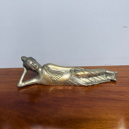 Antique Silvered Bronze Reclining Buddha