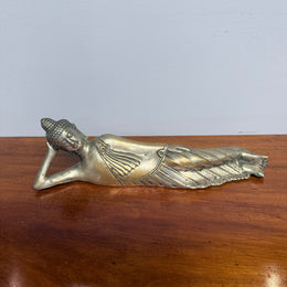 Antique Silvered Bronze Reclining Buddha