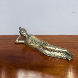Antique Silvered Bronze Reclining Buddha
