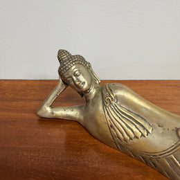 Antique Silvered Bronze Reclining Buddha