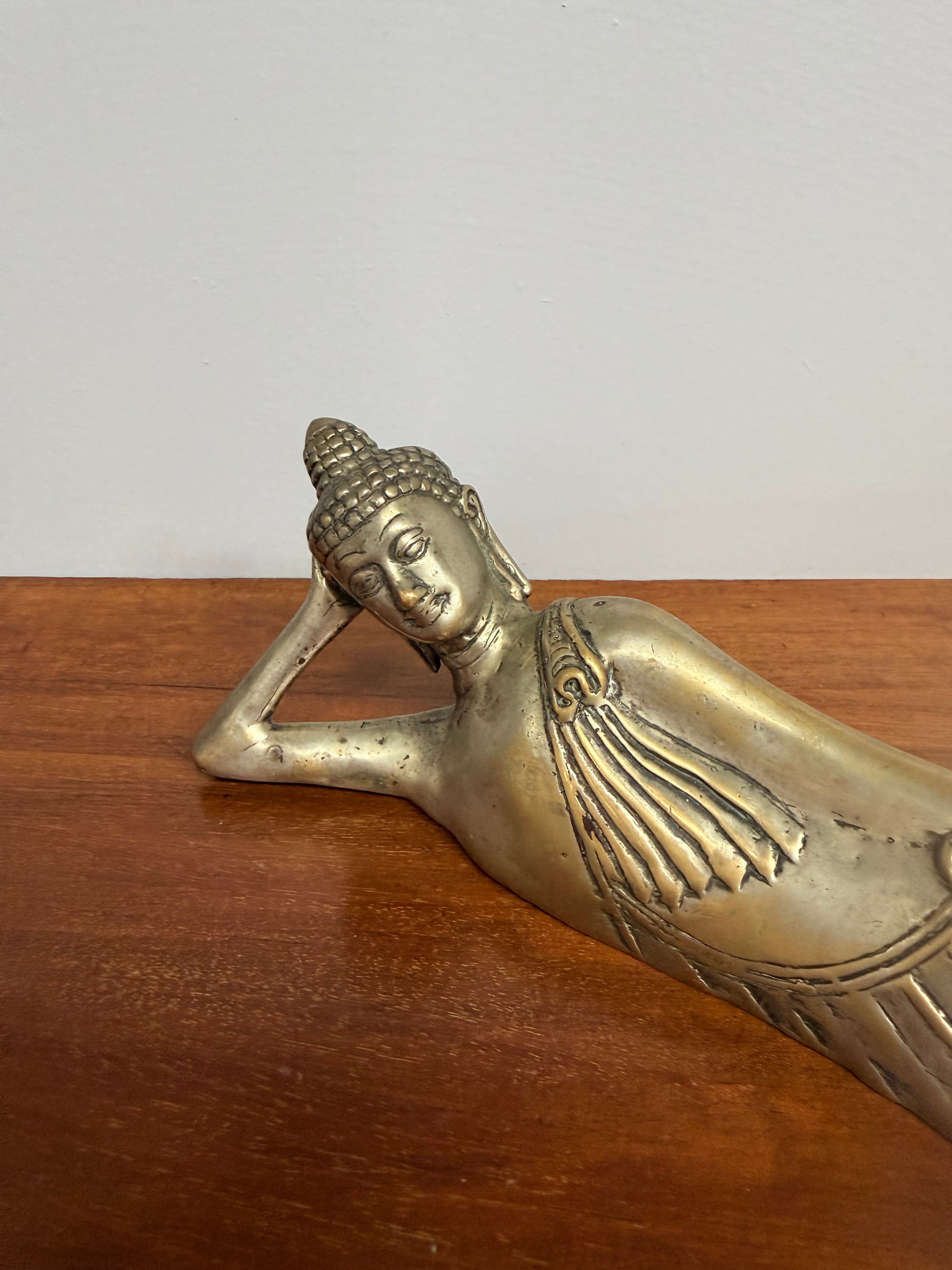 Antique Silvered Bronze Reclining Buddha | Antique & Vintage | Moonee Ponds Antiques | Australia Wide Delivery