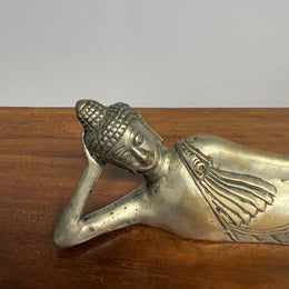 Antique Silvered Bronze Reclining Buddha