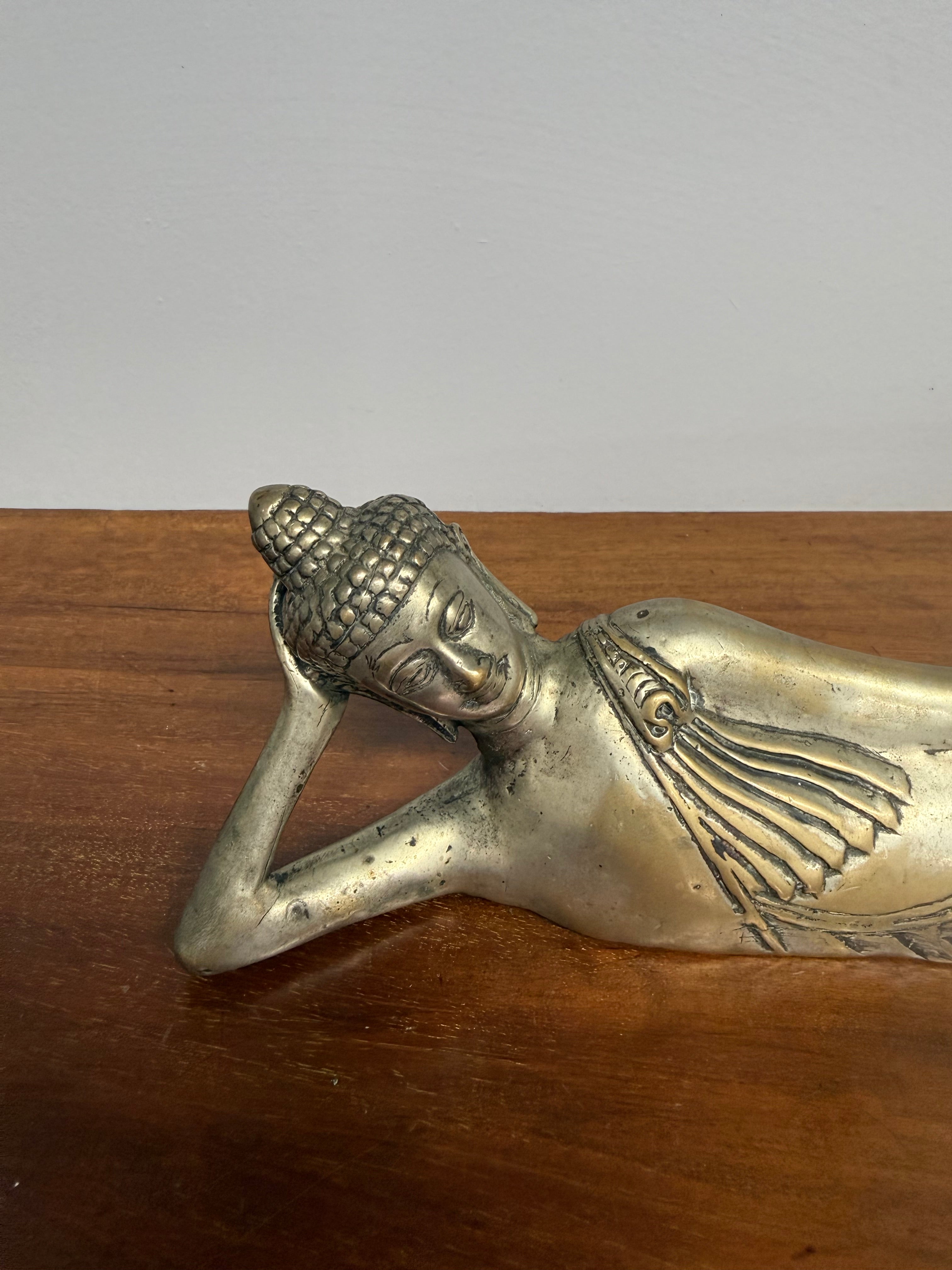 Antique Silvered Bronze Reclining Buddha | Antique & Vintage | Moonee Ponds Antiques | Australia Wide Delivery