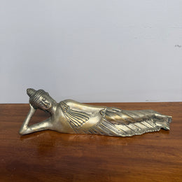 Antique Silvered Bronze Reclining Buddha