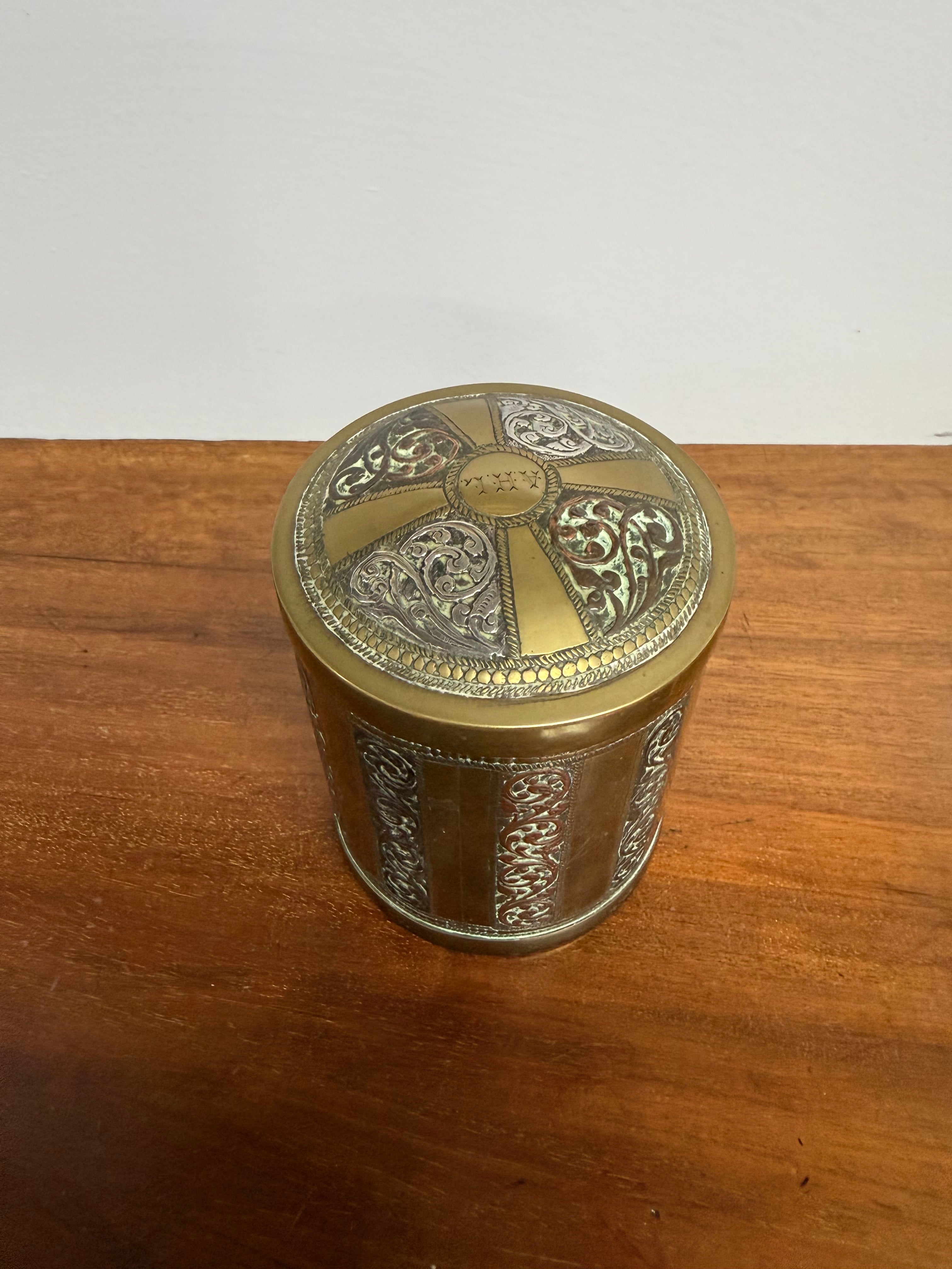 Antique Asian Silver, Copper & Brass Container