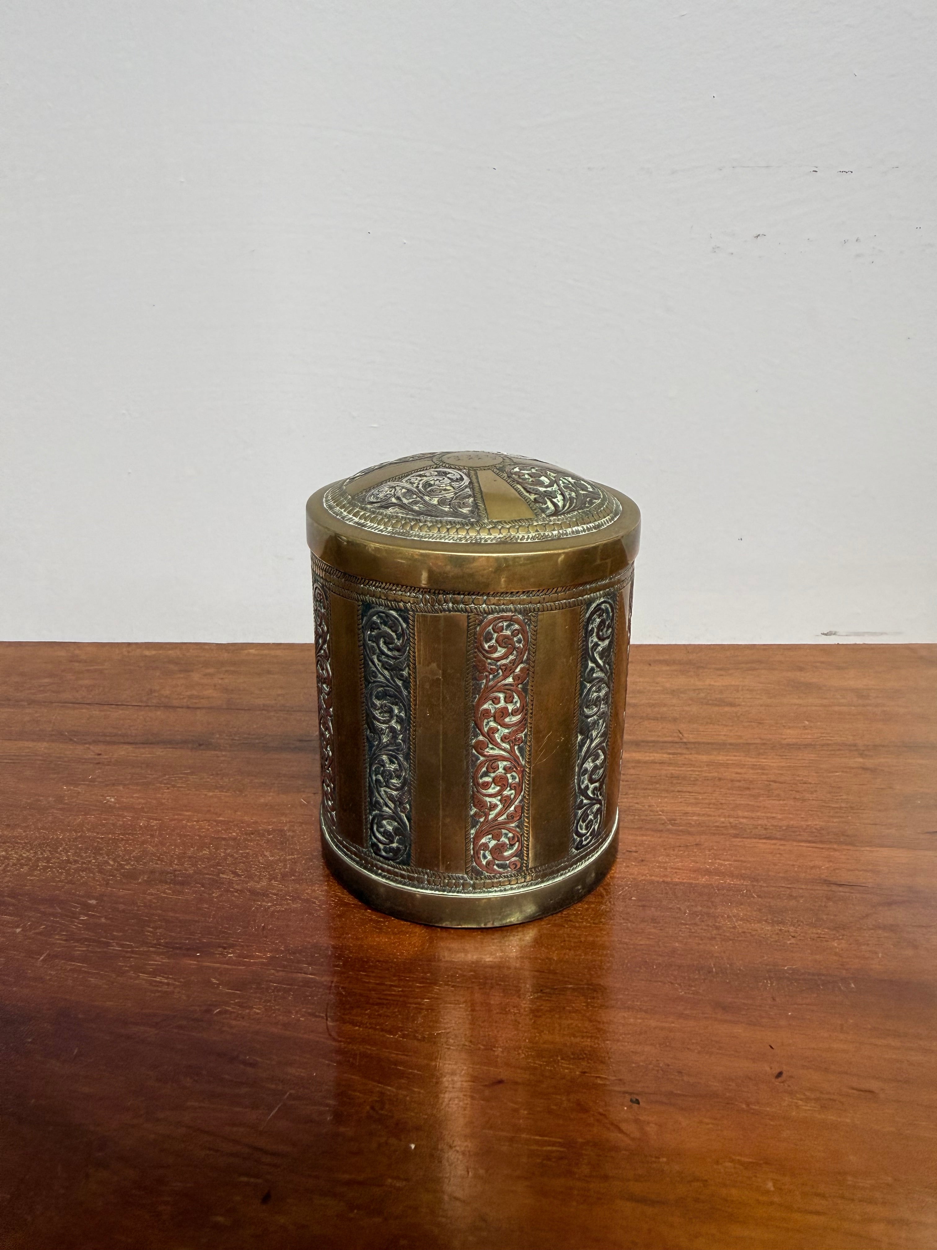 Antique Asian Silver, Copper & Brass Container