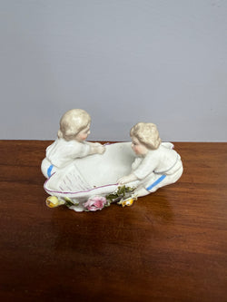 Novelty Dresden Salt With Children & A Boat | Antique & Vintage | Moonee Ponds Antiques | Australia Wide