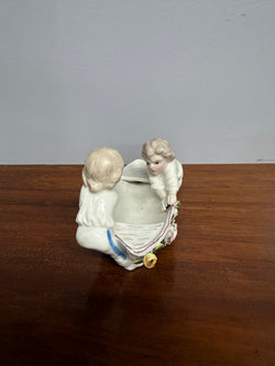 Novelty Dresden Salt With Children & A Boat | Antique & Vintage | Moonee Ponds Antiques | Australia Wide