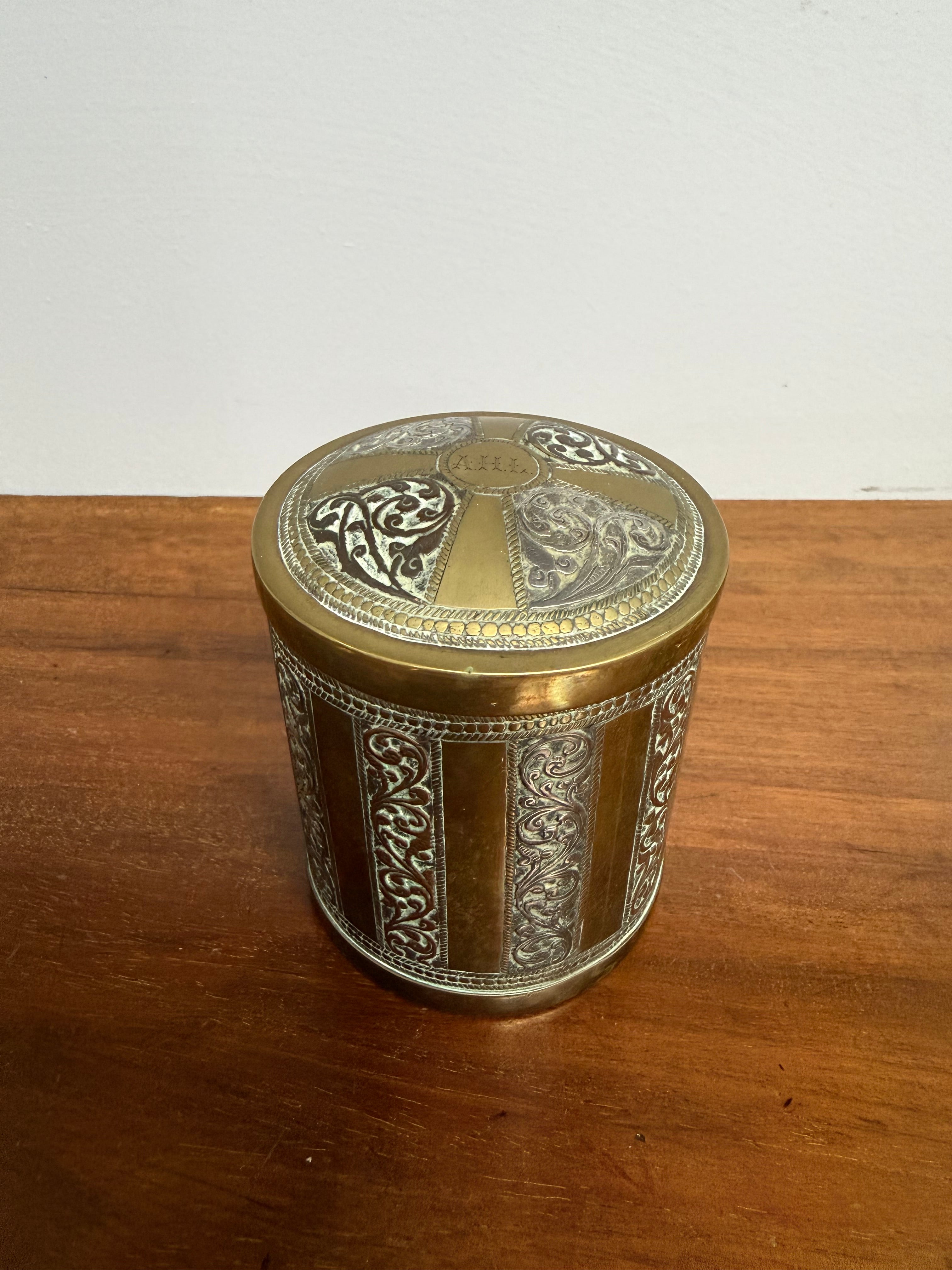 Antique Asian Silver, Copper & Brass Container