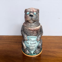 German Glazed Ceramic Pewter Mounted Figural Beer Stein